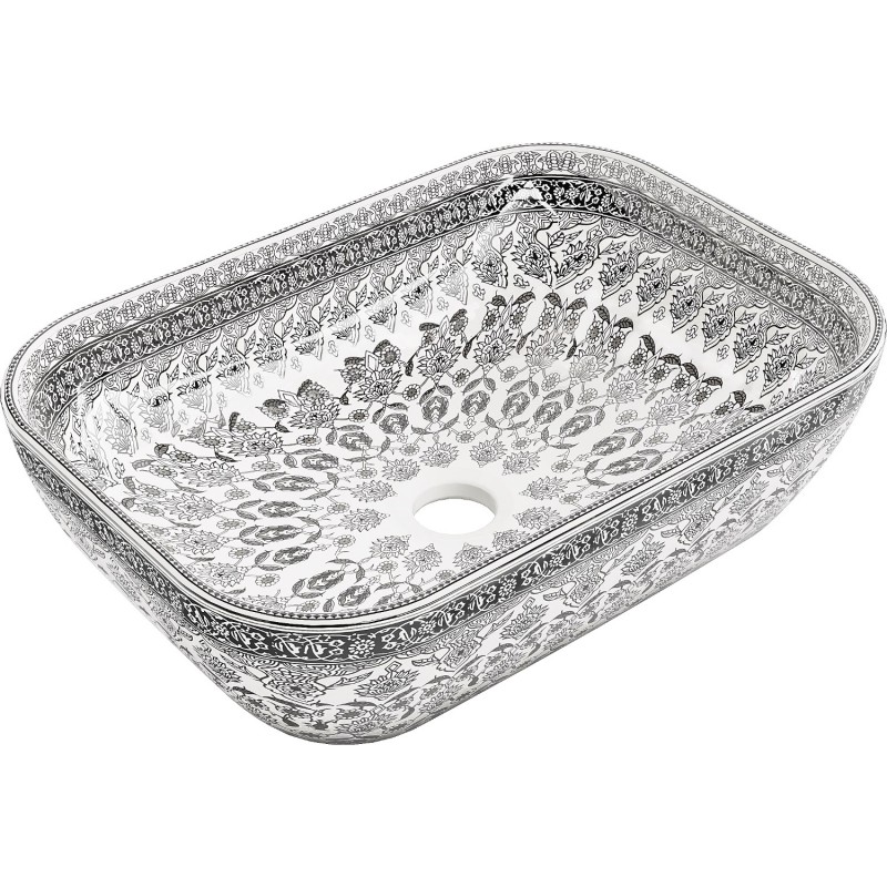 Mexen Rita Aufsatzwaschbecken 45 x 32 cm, weiß/schwarzes Muster - 21084586
