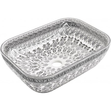 Mexen Rita Aufsatzwaschbecken 45 x 32 cm, weiß/schwarzes Muster - 21084586
