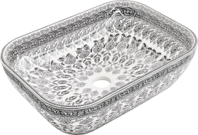 Mexen Rita Aufsatzwaschbecken 45 x 32 cm, weiß/schwarzes Muster - 21084586