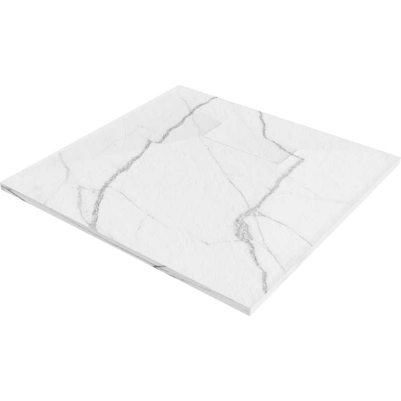Mexen Hugo quadratische Duschwanne SMC 80 x 80 cm, weißer Stein - 42158080