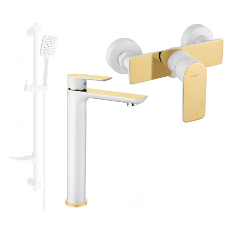 Mexen Alfa DF62 Duschset, Weiß/Gold - 745714DF62-25