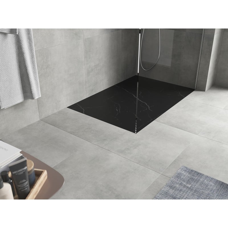 Mexen Hugo Rechteckige Duschwanne SMC 100 x 80 cm, schwarzer Stein - 42758010