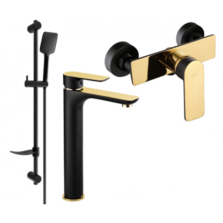 Mexen Alfa DF62 Duschset, Schwarz/Gold - 745714DF62-75