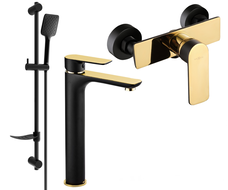Mexen Alfa DF62 Duschset, Schwarz/Gold - 745714DF62-75