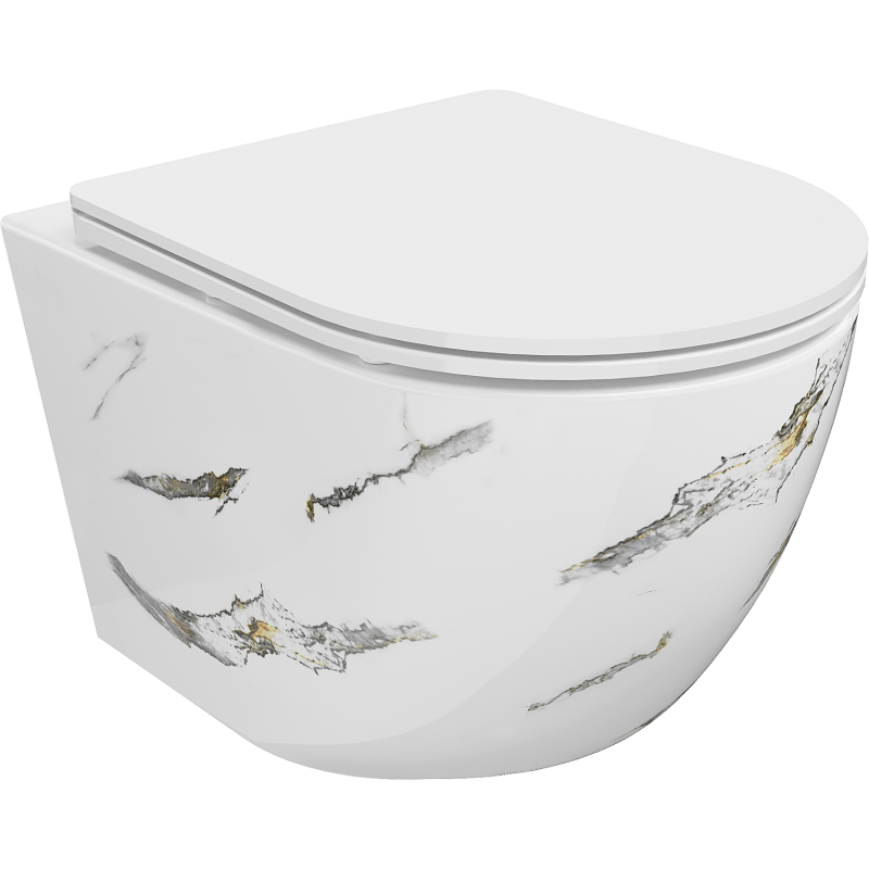 Mexen Lena Rimless WC-Schüssel mit Slim-Absenkautomatik, Duroplast, weißer Stein - 30224091