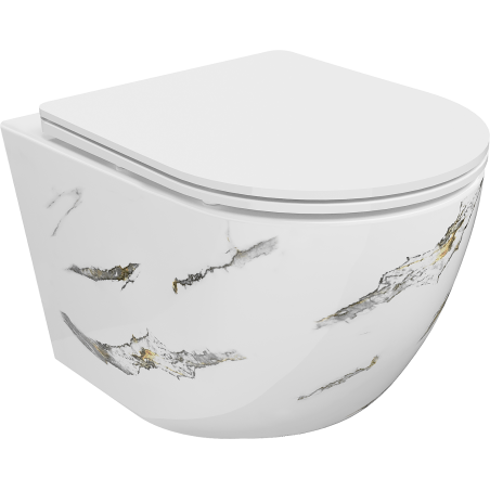 Mexen Lena Rimless WC-Schüssel mit Slim-Absenkautomatik, Duroplast, weißer Stein - 30224091