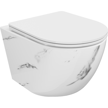 Mexen Lena WC-Schüssel Rimless mit absenkbarem Slim-Sitz, Duroplast, weißer Stein - 30224092