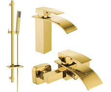 Mexen Aries DQ77 Badewannen-Set, gold - 744803DQ77-50