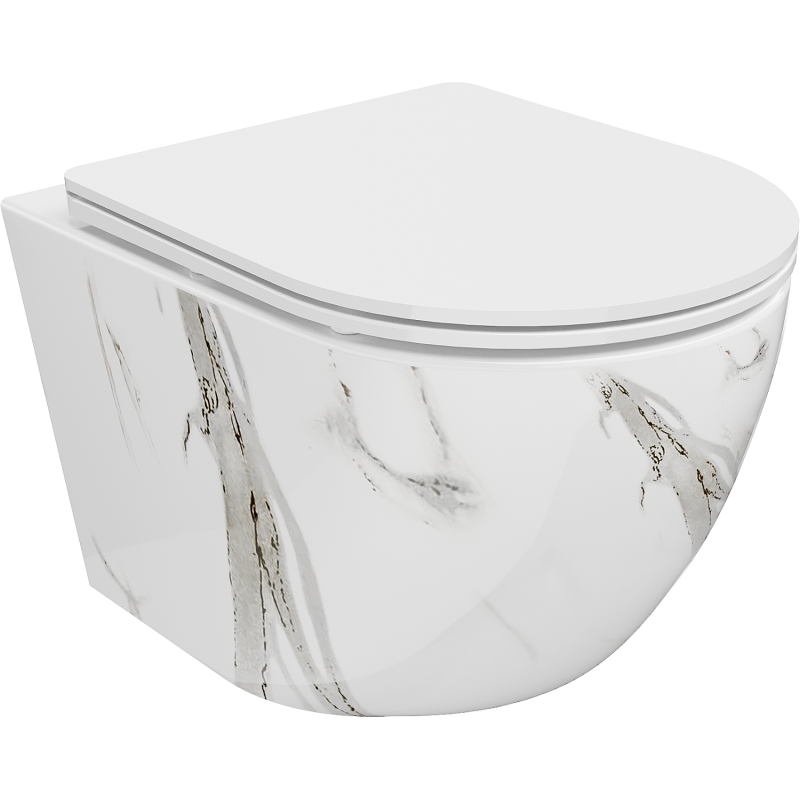 Mexen Lena WC-Schüssel Rimless mit Slim-Absenkautomatik, Duroplast, weißer Stein - 30224094