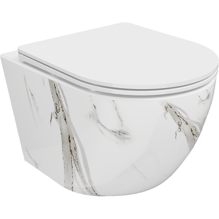 Mexen Lena WC-Schüssel Rimless mit Slim-Absenkautomatik, Duroplast, weißer Stein - 30224094