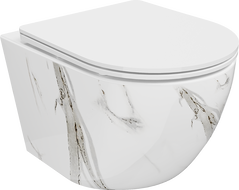 Mexen Lena WC-Schüssel Rimless mit Slim-Absenkautomatik, Duroplast, weißer Stein - 30224094