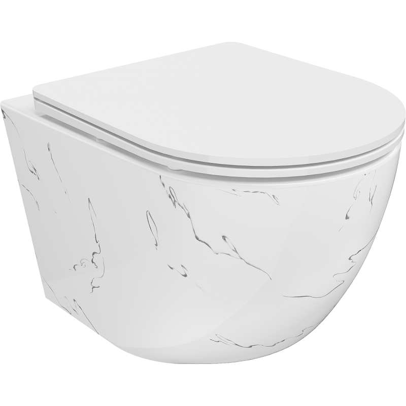 Mexen Lena WC-Schüssel Rimless mit Slim-Absenkautomatik, Duroplast, weißer Stein - 30224093