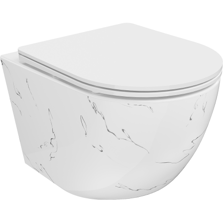 Mexen Lena WC-Schüssel Rimless mit Slim-Absenkautomatik, Duroplast, weißer Stein - 30224093