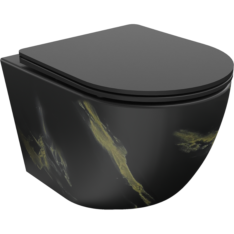 Mexen Lena WC-Schüssel Rimless mit Soft-Close-Slim-Sitz, Duroplast, schwarzer Stein - 30224098