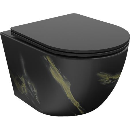 Mexen Lena WC-Schüssel Rimless mit Soft-Close-Slim-Sitz, Duroplast, schwarzer Stein - 30224098