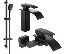 Mexen Aries DQ62 Badewannen-Set, schwarz - 744803DQ62-70