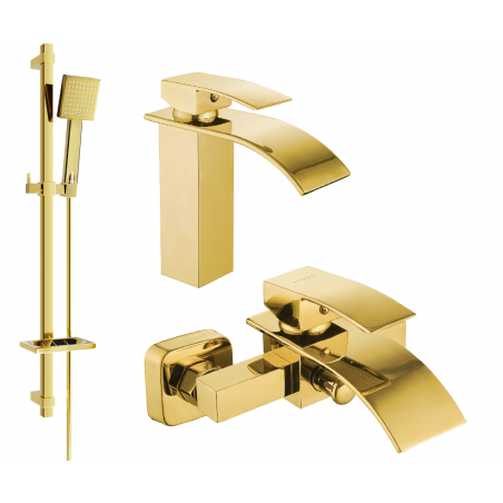Mexen Aries DQ45 Badezimmerset, gold - 744803DQ45-50