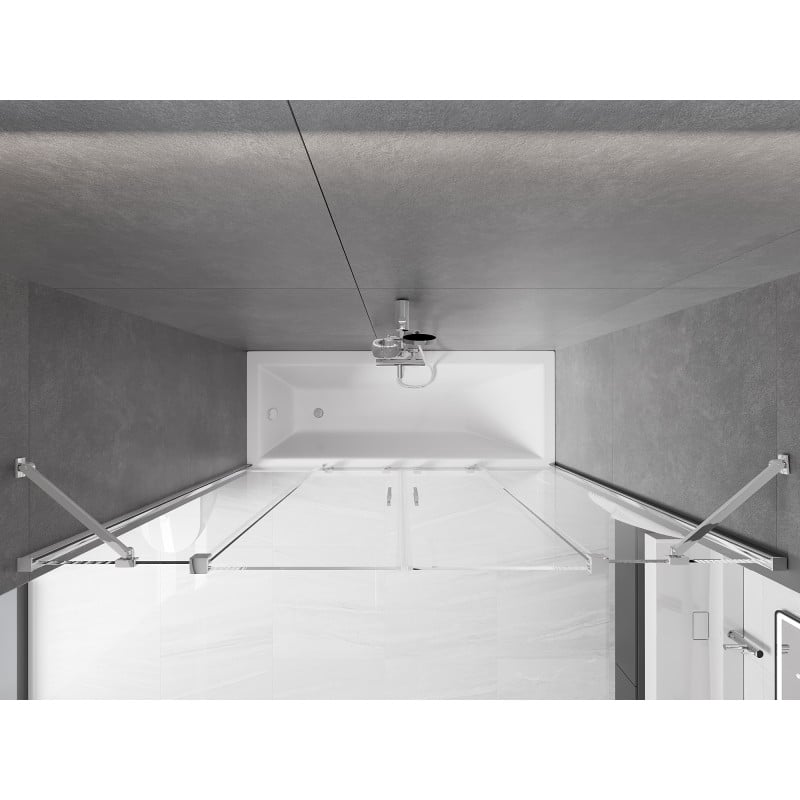 Mexen Velar Duo Badewannenfaltwand 2-teilig verschiebbar 190 x 150 cm, transparent, Chrom - 896-190-000-02-01