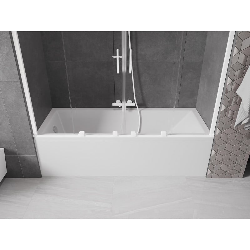 Mexen Velar Duo Duschabtrennung 2-teilig verschiebbar 190 x 150 cm, transparent, weiß - 896-190-000-02-20