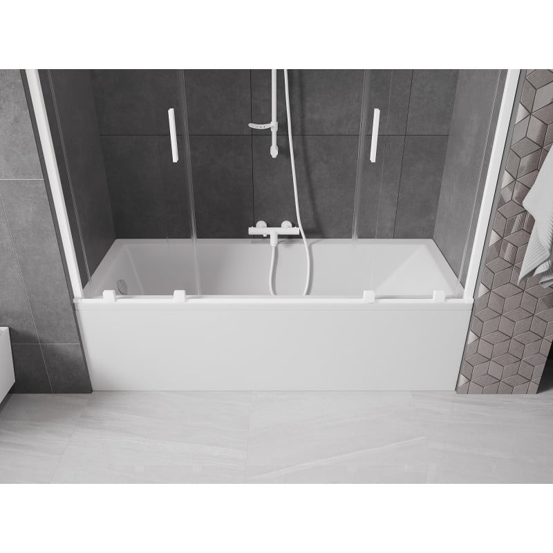 Mexen Velar Duo Duschabtrennung 2-teilig verschiebbar 190 x 150 cm, transparent, weiß - 896-190-000-02-20
