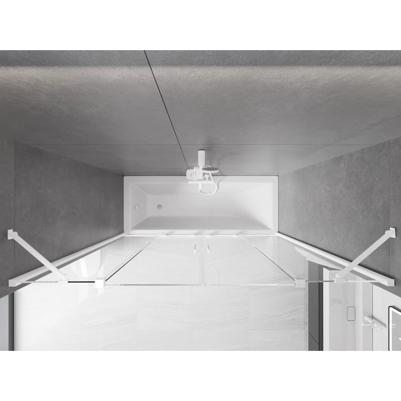 Mexen Velar Duo Duschabtrennung 2-teilig verschiebbar 190 x 150 cm, transparent, weiß - 896-190-000-02-20