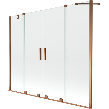 Mexen Velar Duo Badewannenfaltwand, 2-teilig verschiebbar, 190 x 150 cm, transparent, Roségold - 896-190-000-02-60