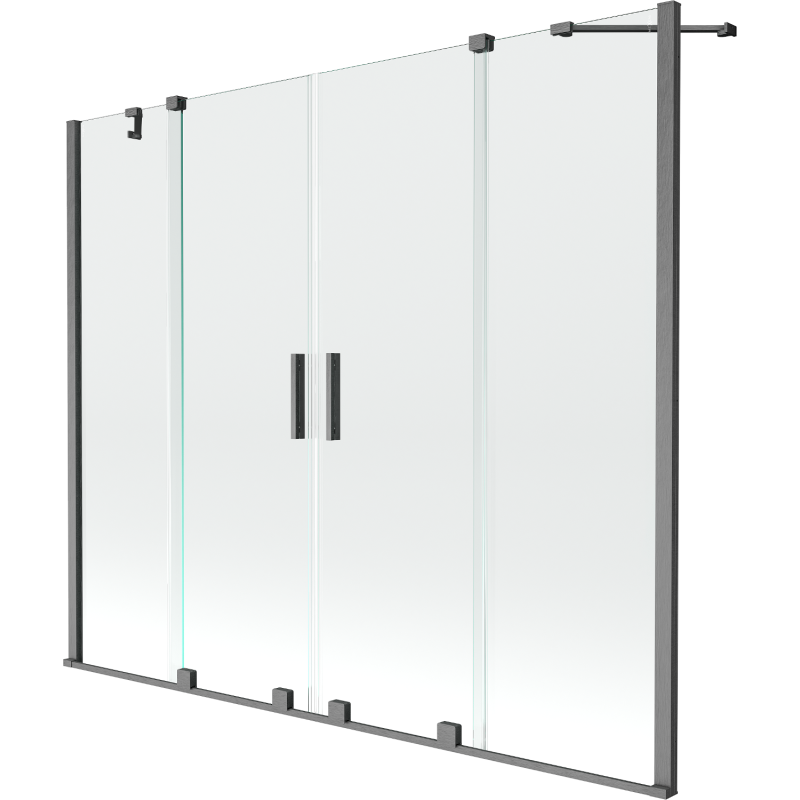 Mexen Velar Duo Badewannenwand 2-flügelig verschiebbar 190 x 150 cm, transparent, gun gray gebürstet - 896-190-000-02-66