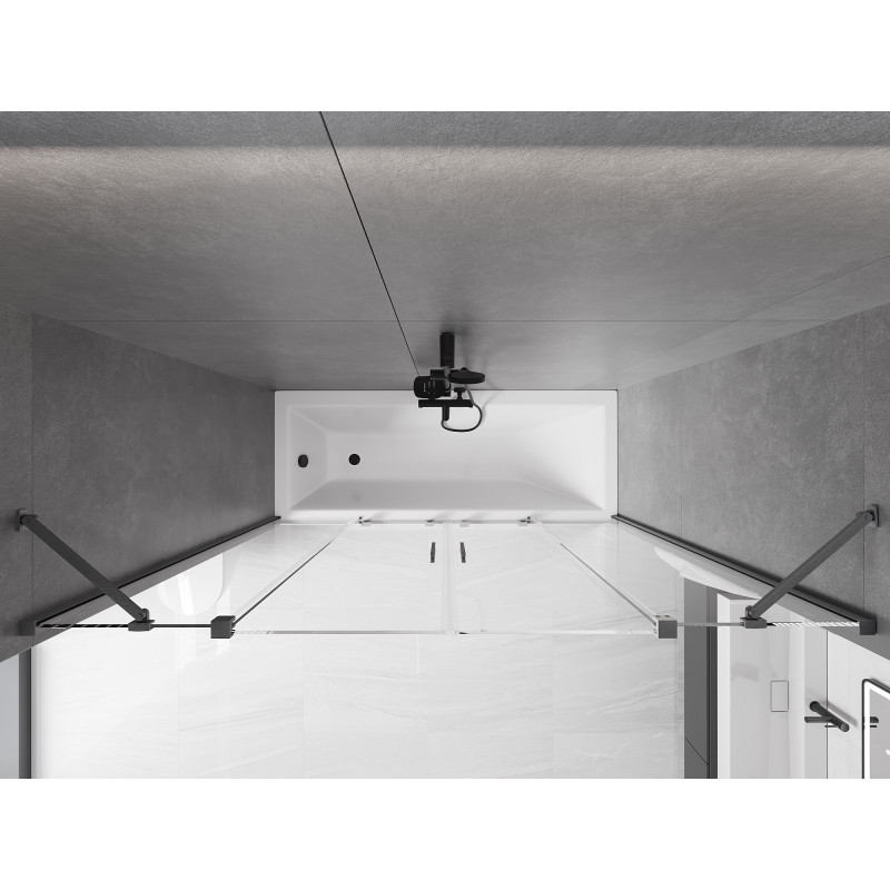 Mexen Velar Duo Badewannenwand 2-flügelig verschiebbar 190 x 150 cm, transparent, gun gray gebürstet - 896-190-000-02-66