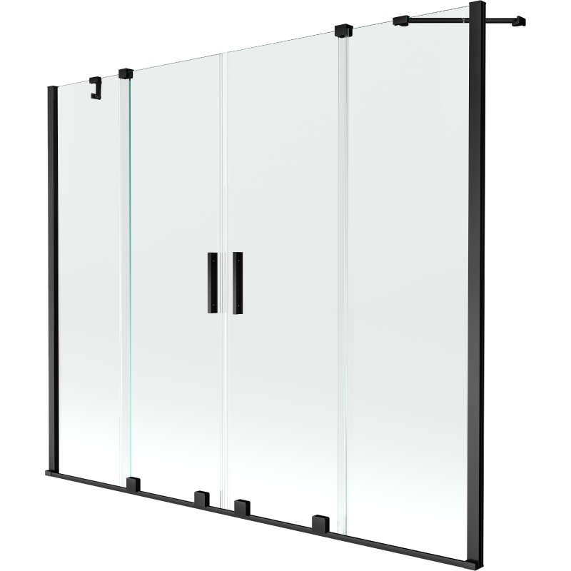 Mexen Velar Duo Badewannenabtrennung, 2-flügelig, verschiebbar, 190 x 150 cm, transparent, schwarz - 896-190-000-02-70