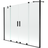 Mexen Velar Duo Badewannenabtrennung, 2-flügelig, verschiebbar, 190 x 150 cm, transparent, schwarz - 896-190-000-02-70