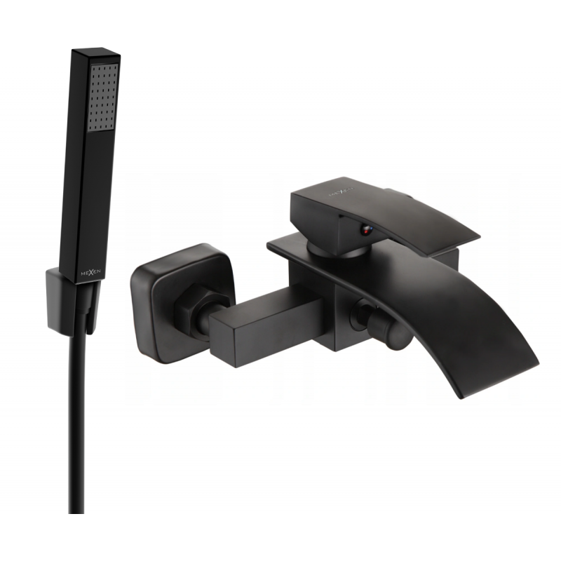 Mexen Aries R77 Badewannenarmatur mit Duschset, schwarz - 74483R77-70