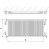 Mexen CH10 Hygiene Plattenheizkörper 400 x 1500 mm, seitlicher Anschluss, 648 W, anthrazit - W410H-040-150-66