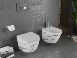 Mexen Lena Rimless WC-Schüssel mit Slim-Absenkautomatik, Duroplast, weißer Stein - 30224091