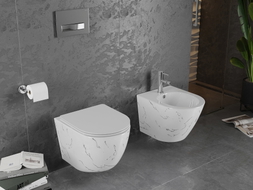 Mexen Lena WC-Schüssel Rimless mit Slim-Absenkautomatik, Duroplast, weißer Stein - 30224093