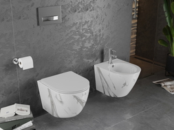 Mexen Lena WC-Schüssel Rimless mit Slim-Absenkautomatik, Duroplast, weißer Stein - 30224094