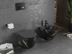 Mexen Lena WC-Schüssel Rimless mit Soft-Close-Slim-Sitz, Duroplast, schwarzer Stein - 30224098