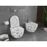 Mexen Lena WC-Schüssel Rimless mit langsam absenkendem, schlankem Deckel, Duroplast, weißer Terrazzo-Stein - 30224096