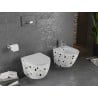 Mexen Lena WC-Schüssel Rimless mit langsam absenkendem, schlankem Deckel, Duroplast, weißer Terrazzo-Stein - 30224096