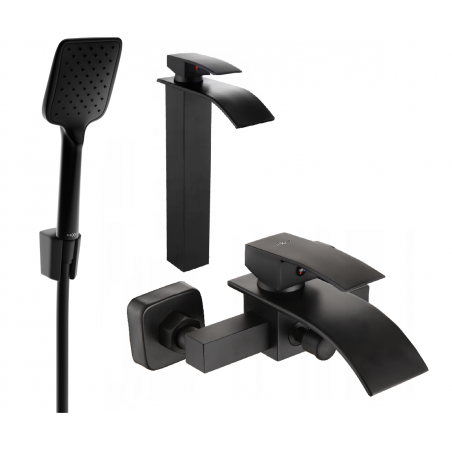 Mexen Aries R62 Badewannenset, schwarz - 744813R62-70