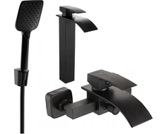 Mexen Aries R62 Badewannenset, schwarz - 744813R62-70