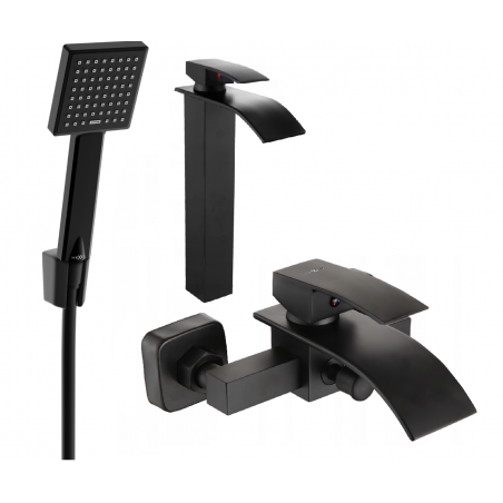 Mexen Aries R45 Badewannenset, schwarz - 744813R45-70