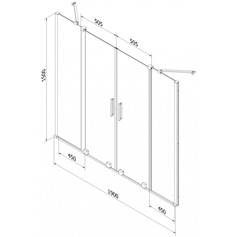 Mexen Velar Duo Badewannenfaltwand 2-teilig verschiebbar 190 x 150 cm, transparent, Chrom - 896-190-000-02-01