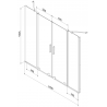 Mexen Velar Duo Badewannenabtrennung, 2-flügelig, verschiebbar, 190 x 150 cm, transparent, schwarz - 896-190-000-02-70