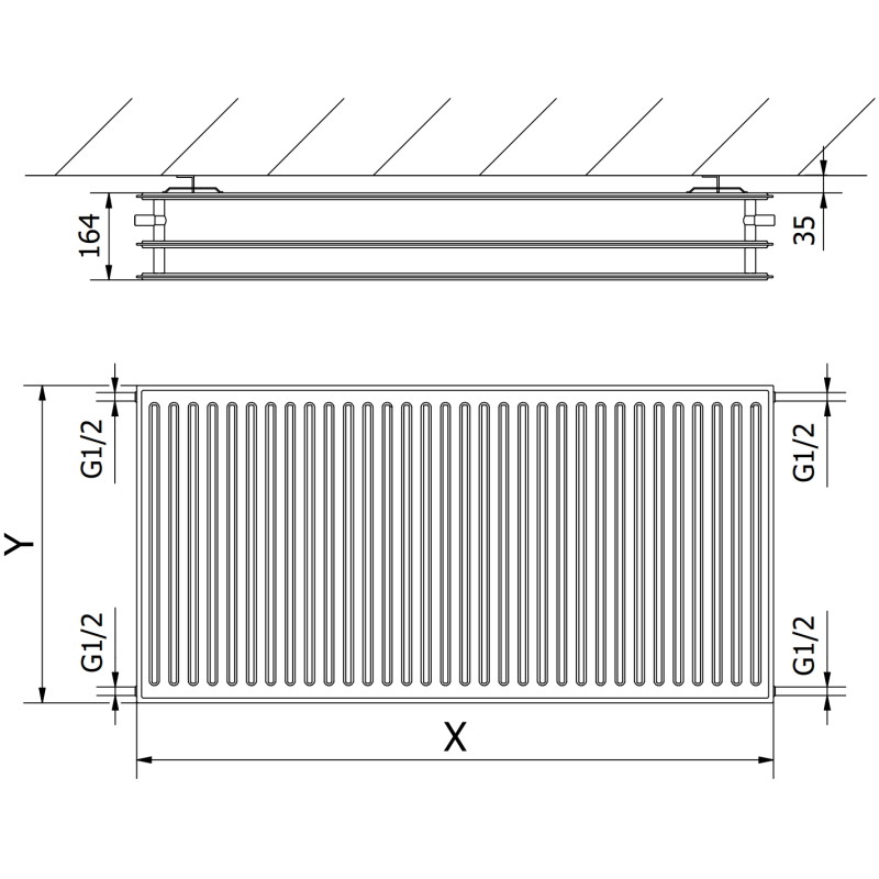 Mexen CH30 Hygiene Plattenheizkörper 300 x 400 mm, Seitenanschluss, 349 W, Anthrazit - W430H-030-040-66
