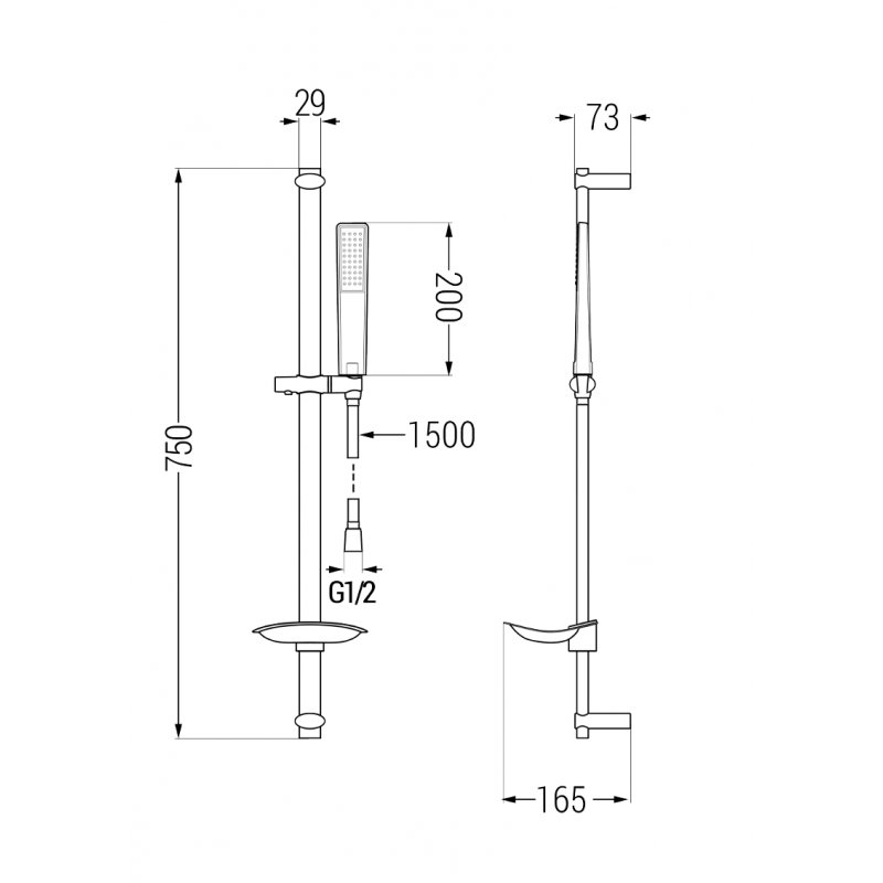 Mexen Axel DB72 Badeset, Chrom - 73813DB72-00