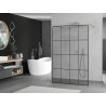 Mexen Kioto Freistehende Duschwand 150 x 200 cm, schwarze Gitter 8 mm, Chrom - 800-150-002-01-77