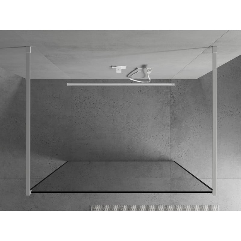Mexen Kioto Freistehende Duschwand 160 x 200 cm, schwarzer Rahmen 8 mm, weiß - 800-160-002-20-70