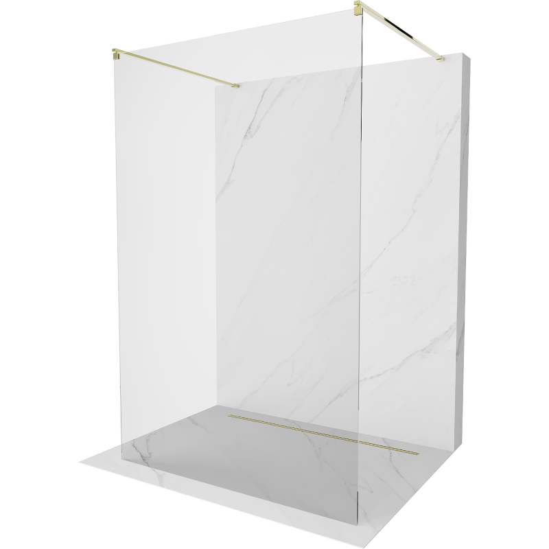 Mexen Kioto freistehende Duschwand 145 x 200 cm, transparent 8 mm, gold - 800-145-002-50-00
