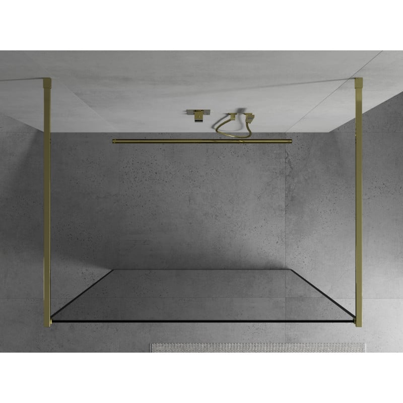 Mexen Kioto Freistehende Duschwand 150 x 200 cm, schwarzer Rahmen 8 mm, gold - 800-150-002-50-70