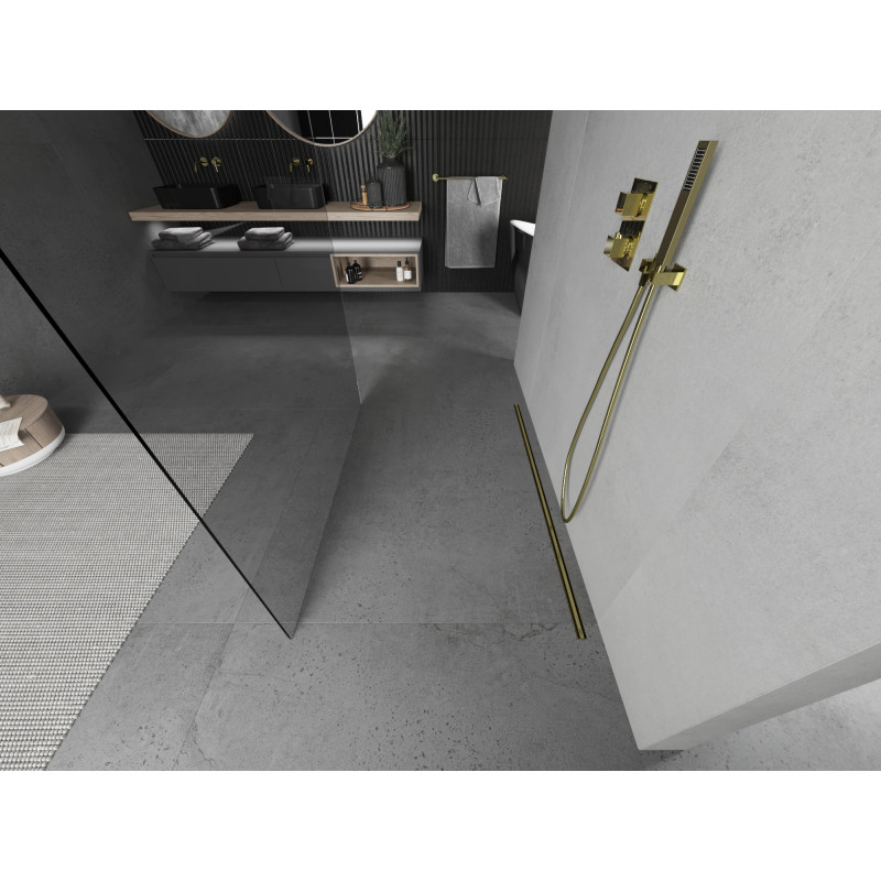 Mexen Kioto freistehende Duschwand 180 x 200 cm, transparent 8 mm, gold - 800-180-002-50-00
